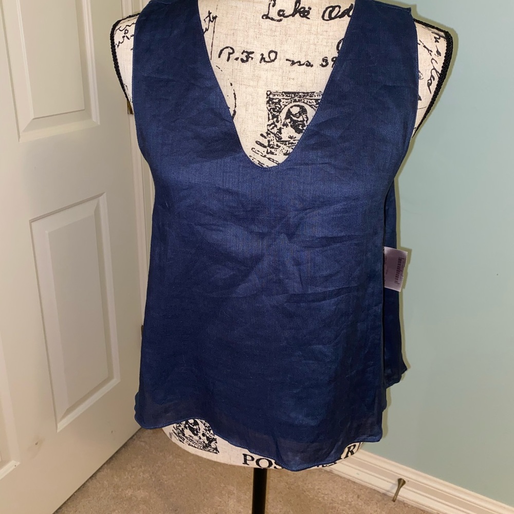 Navy Blue Backless Blouse